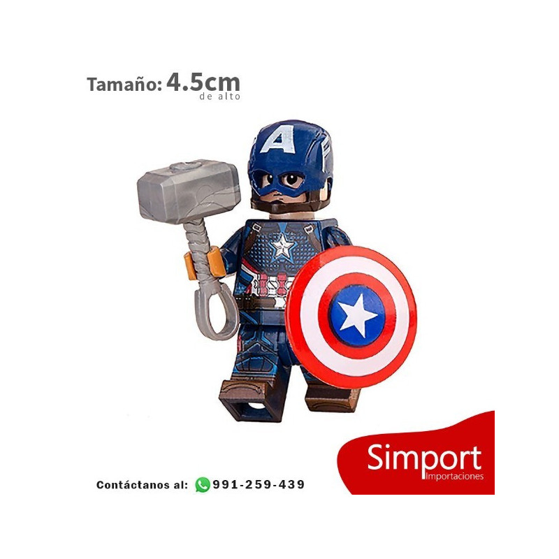 Capitán América con Mjolnir - Minifigura - Avengers