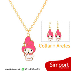 Collar + aretes My Melody Sanrio Aleación de Zinc