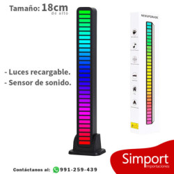 Barra Ritmica LED Sensor de audio Multicolor Recargable - NEGRO